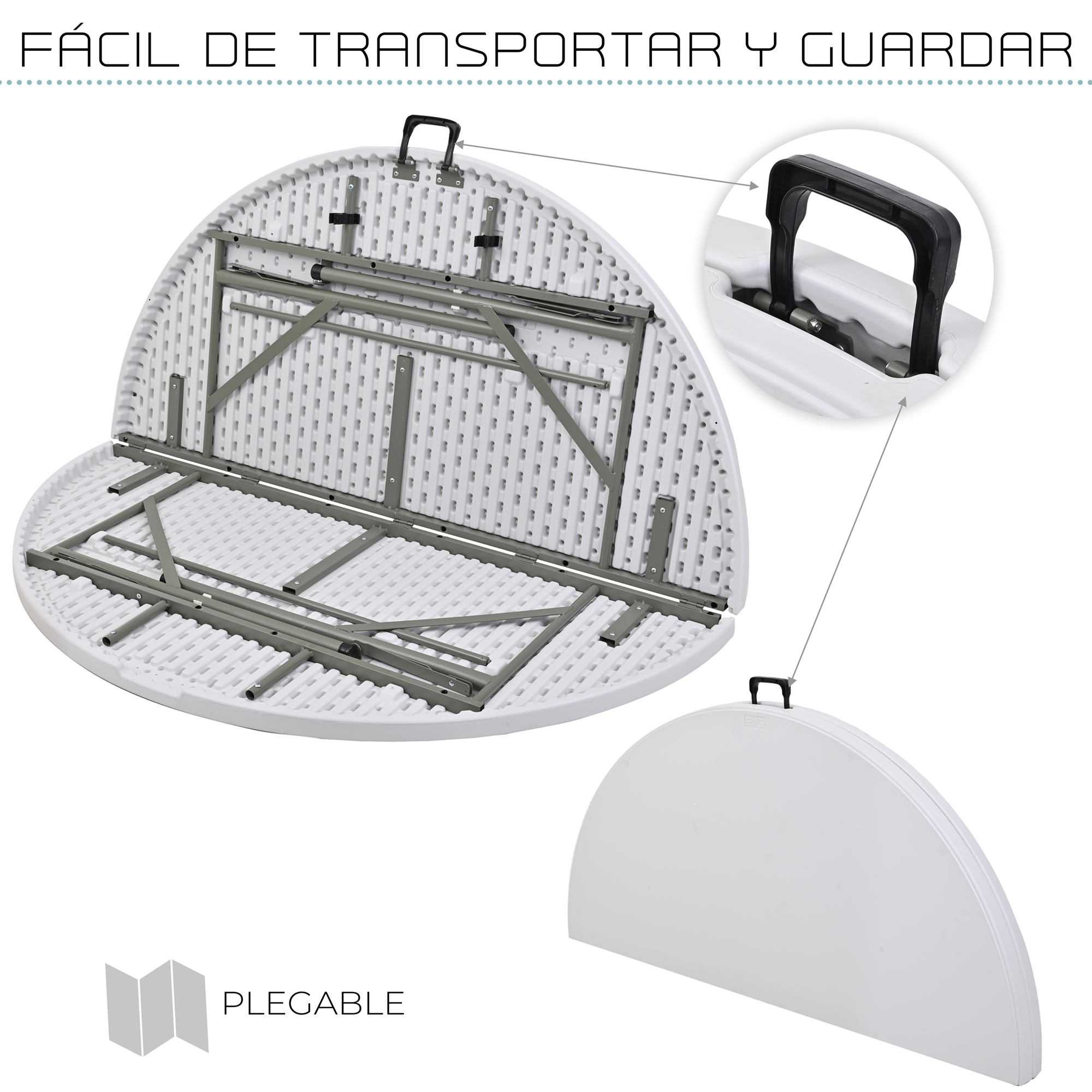 Foto 7 pulgar | Mesa Plegable Eke Life Home Portátil color Blanco