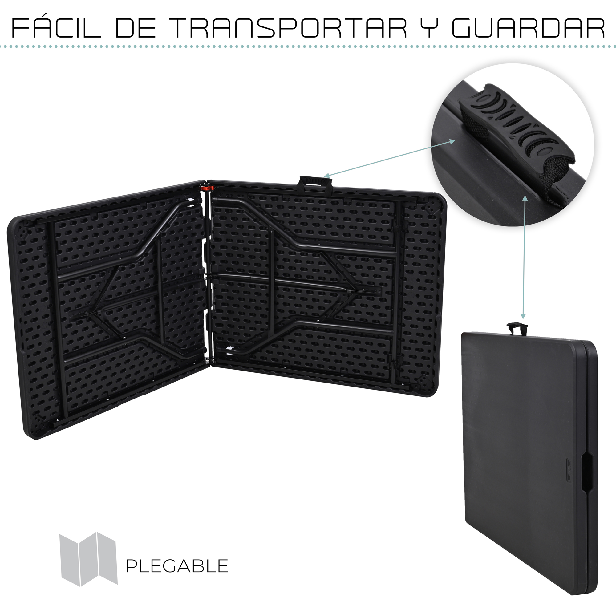 Foto 4 pulgar | Mesa Plegable Eke Life Home Portátil color Negro