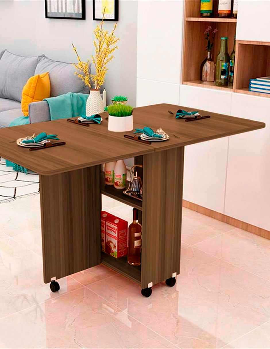 Foto 5 | Mesa Plegable de Madera  Bluelander con Ruedas