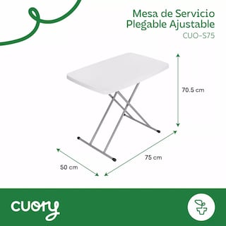 Foto 4 | Mesa De Servicio Plegable Ajustable 75x50cm 3 Alturas