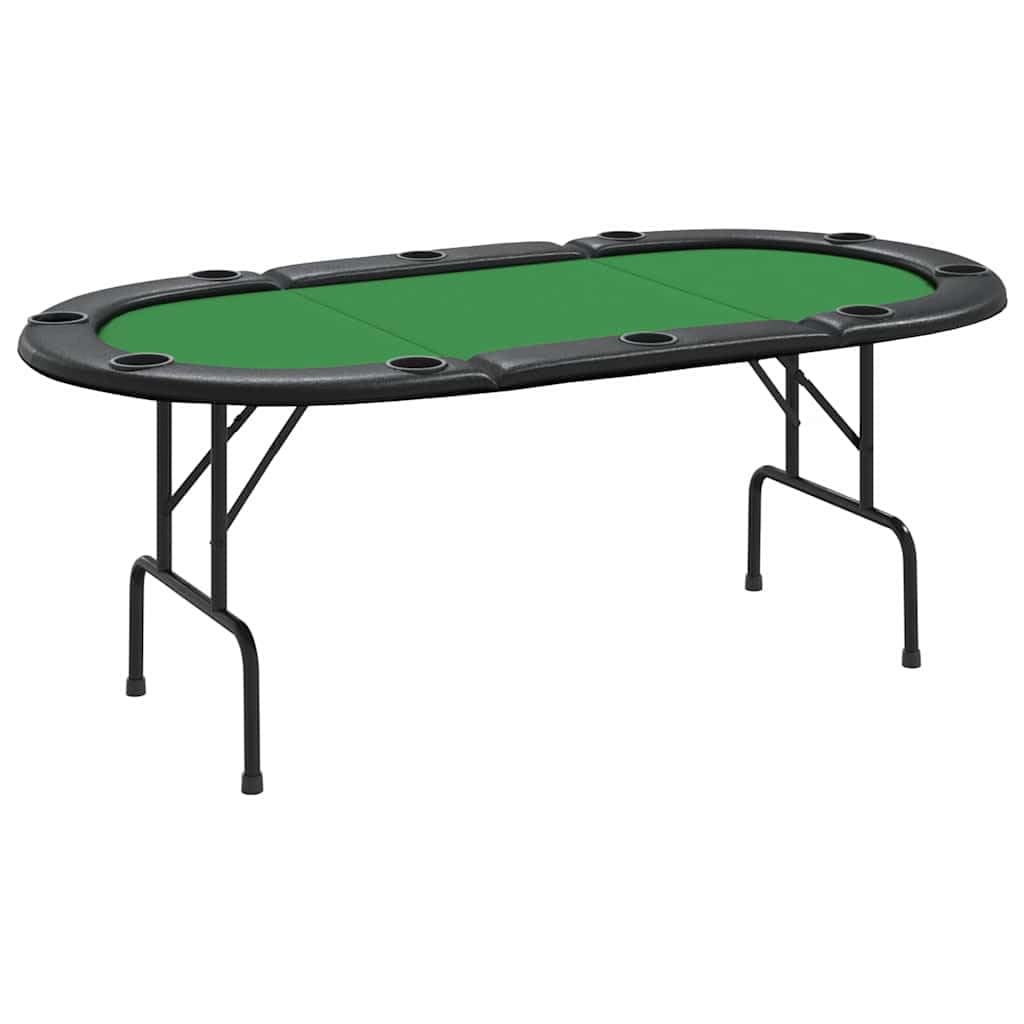 Foto 2 pulgar | Mesa De Póker Vidaxl Plegable Para 10 Jugadores, Verde, Con Portavasos - Venta Internacional.
