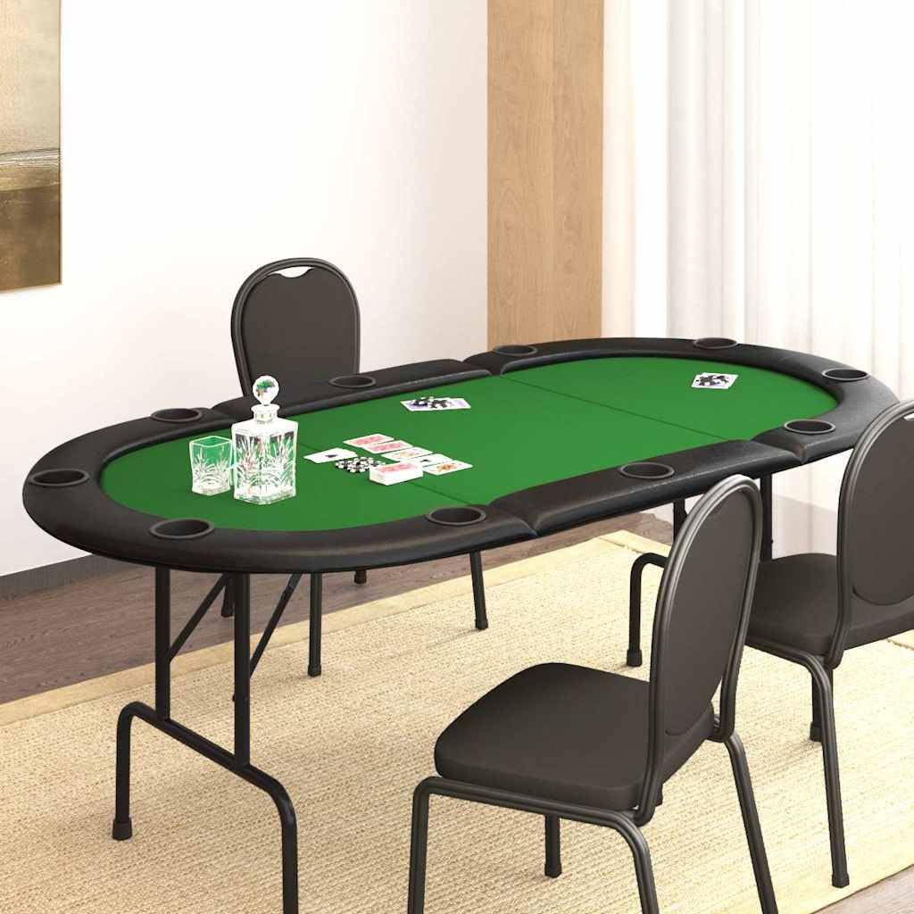 Foto 3 pulgar | Mesa De Póker Vidaxl Plegable Para 10 Jugadores, Verde, Con Portavasos - Venta Internacional.