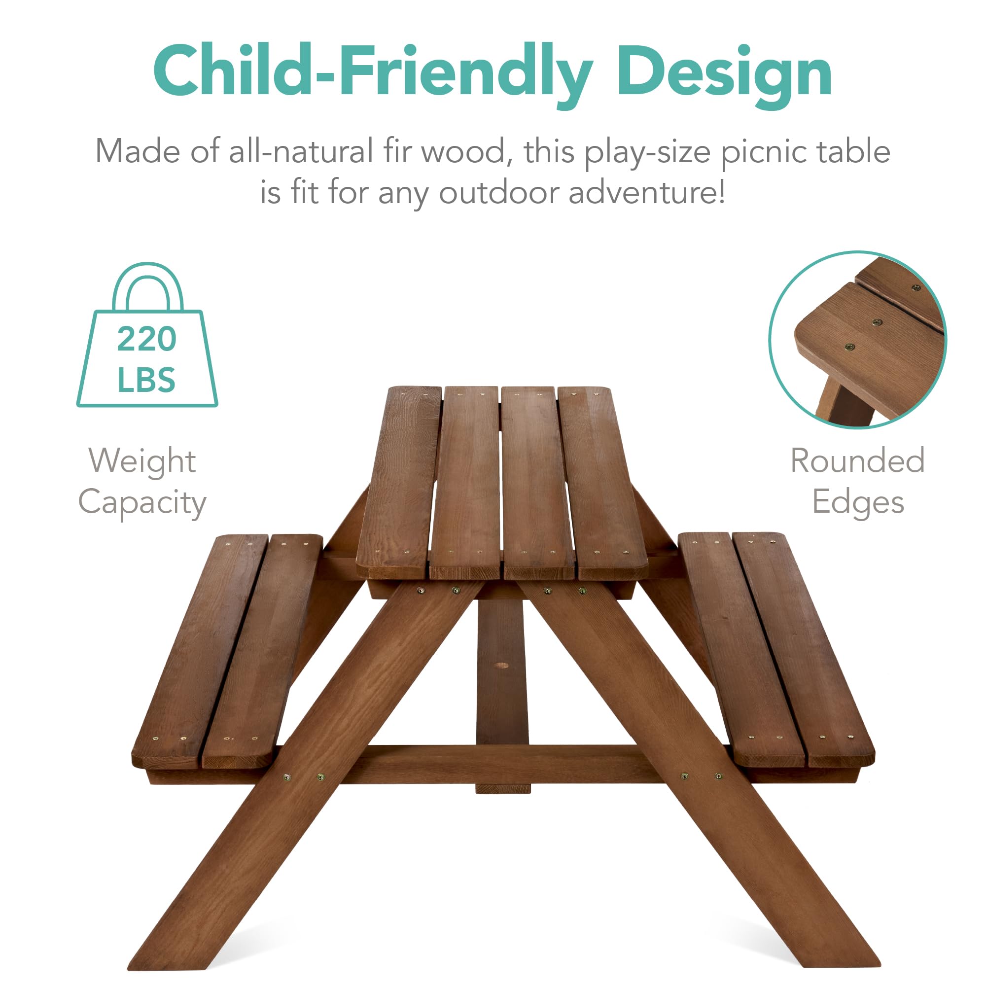 Foto 4 pulgar | Mesa De Pícnic De Madera Para Niños Best Choice Products Con Paraguas - Venta Internacional.
