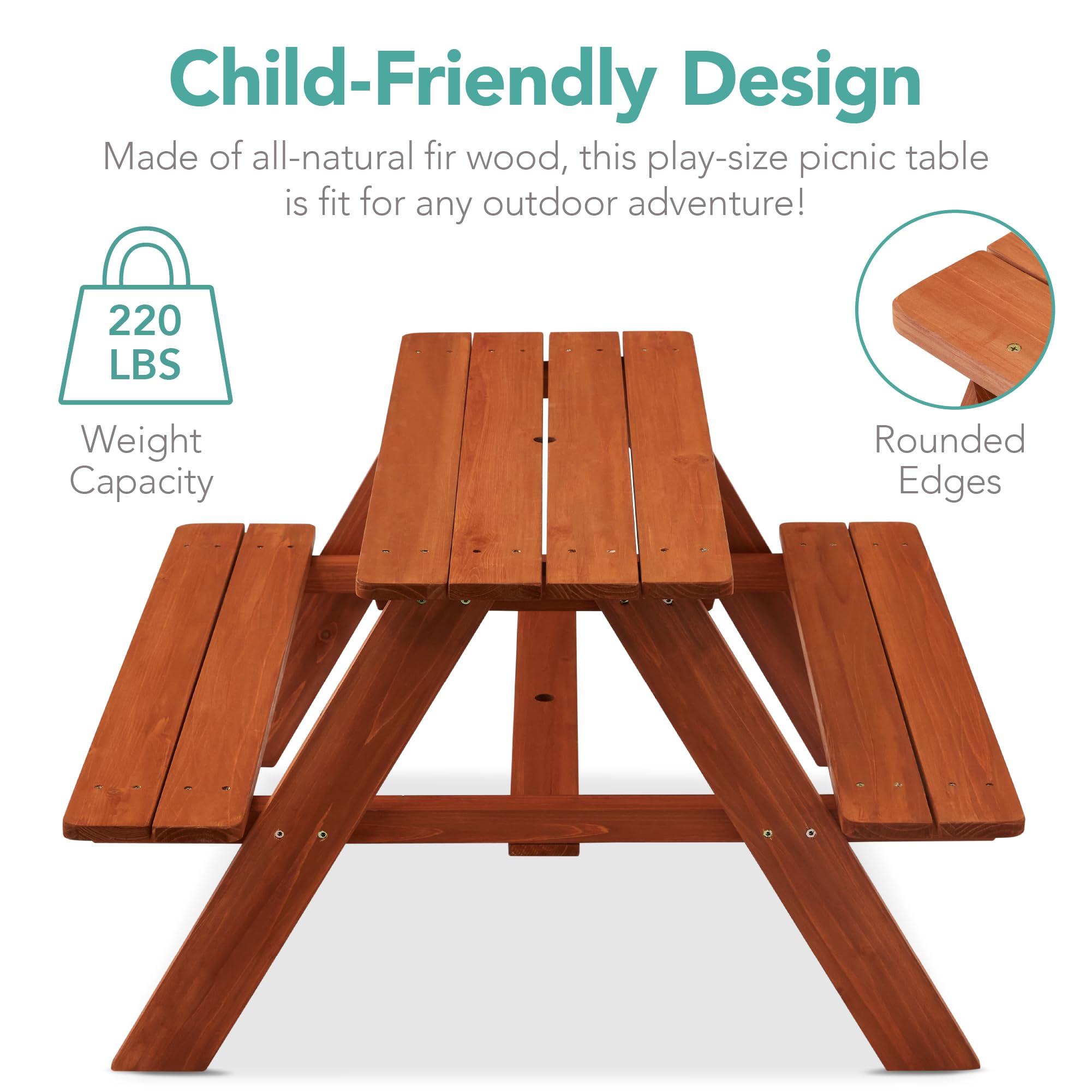 Foto 4 pulgar | Mesa De Pícnic De Madera Para Niños De 3 A 7 Años, La Mejor Opción Con Sombrilla - Venta Internacional.