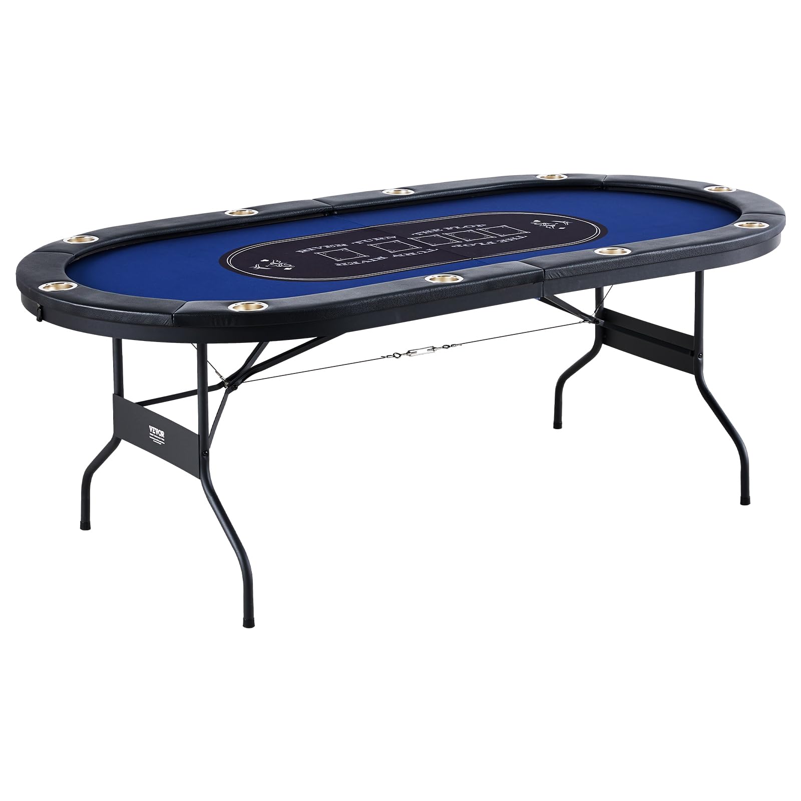 Mesa De Póker Vevor Plegable Para 10 Jugadores Con Rieles Acolchados, Color Azul, 214 Cm - Venta Internacional.