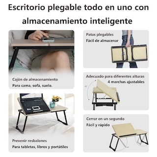 Foto 3 | Mesa para Portátil Furniturer Mamie Negro