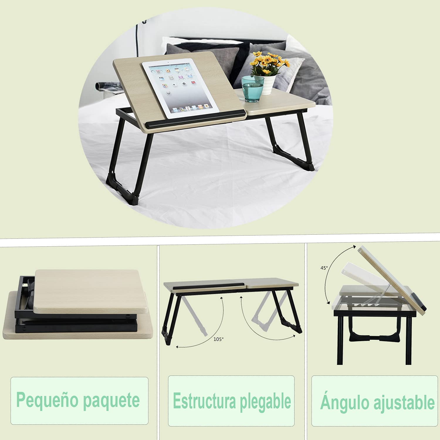 Foto 6 pulgar | Mesa para Portátil Furniturer Mamie Negro