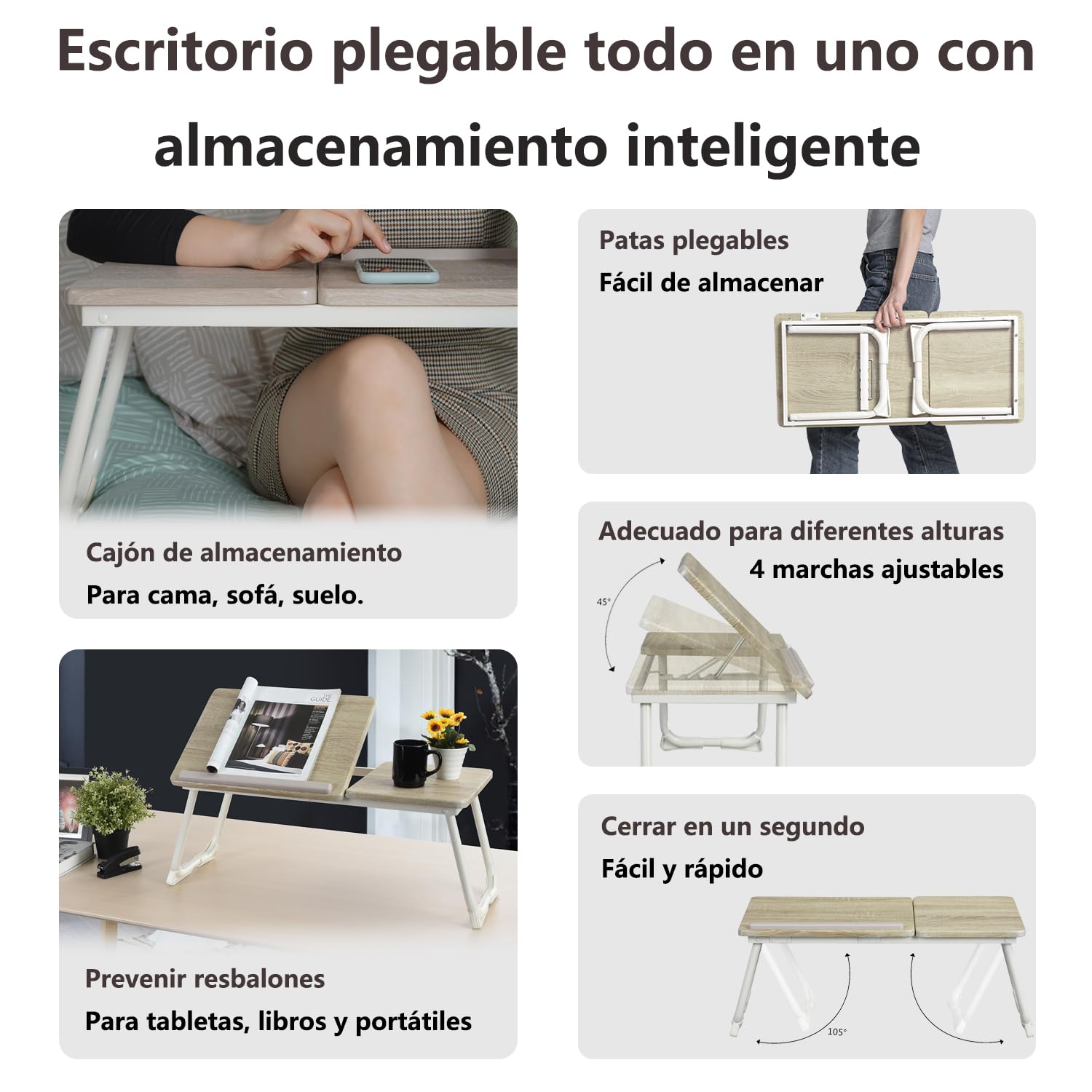 Foto 6 pulgar | Mesa para Portátil Furniturer Mamie Blanco