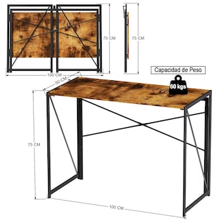 Foto 3 | Escritorio Plegable Furniturer Harper Vintage 100 X 50 X 75 Cm