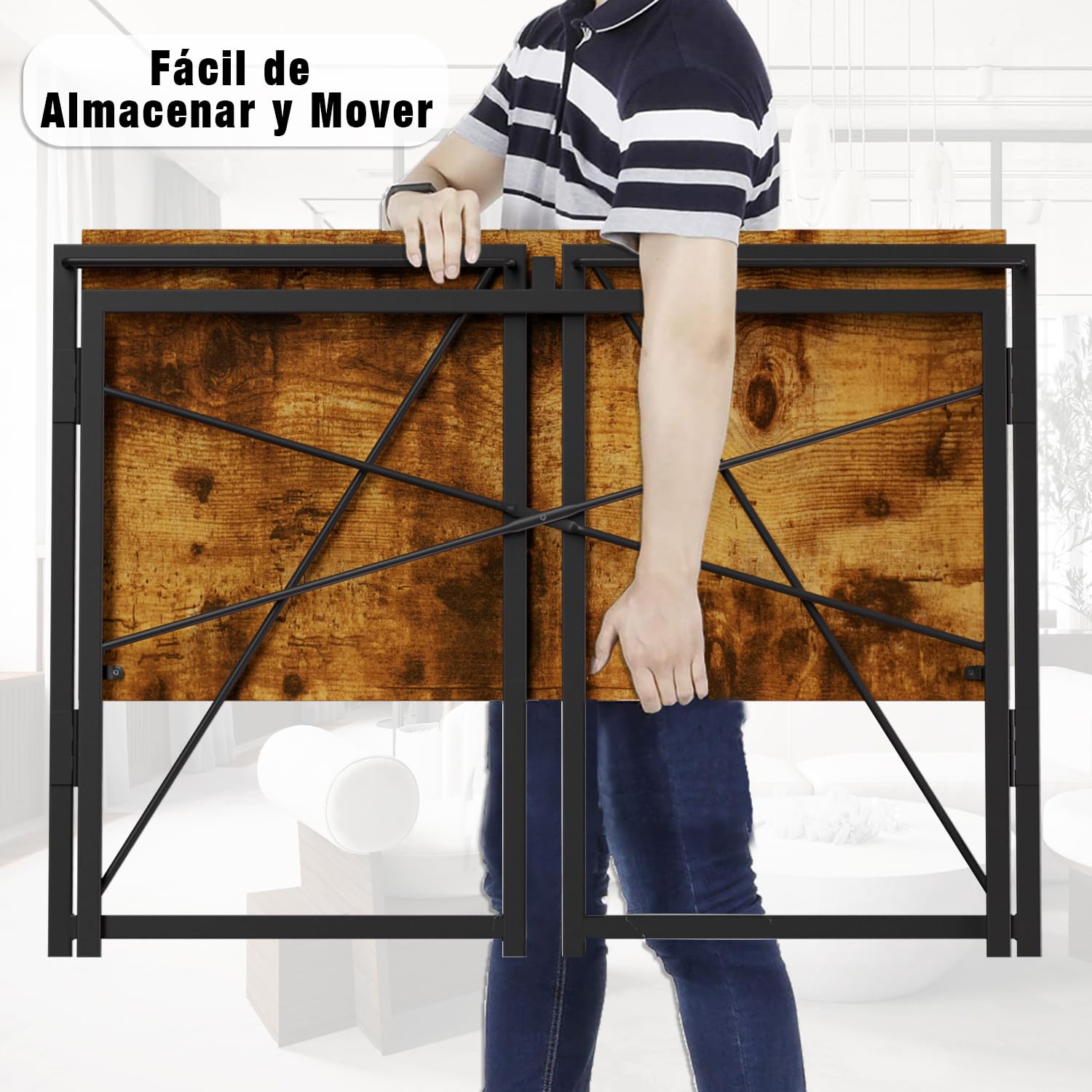Foto 7 pulgar | Escritorio Plegable Furniturer Harper Vintage 100 X 50 X 75 Cm