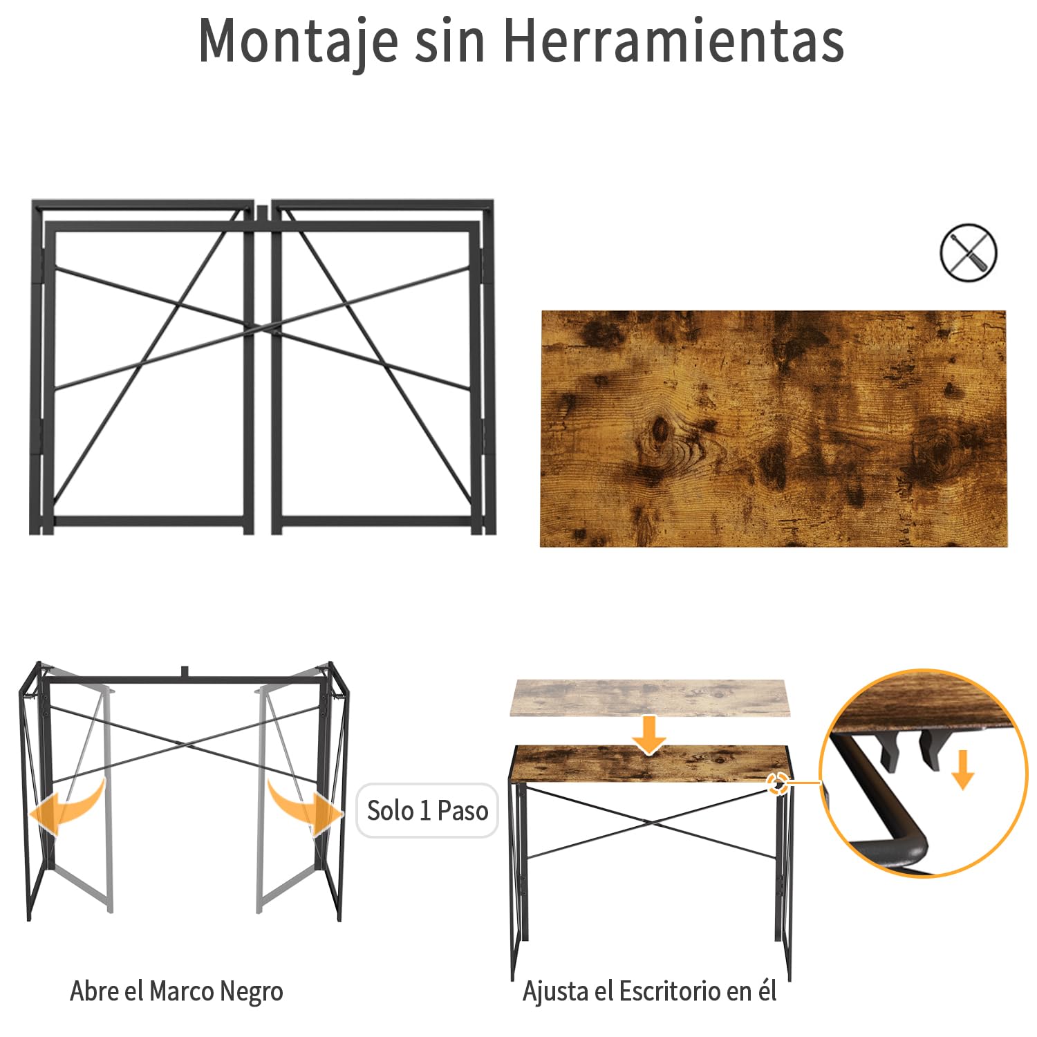 Foto 9 pulgar | Escritorio Plegable Furniturer Harper Vintage 100 X 50 X 75 Cm