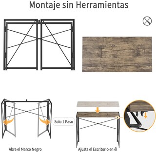 Foto 6 | Escritorio Plegable Furniturer Harper Marrón 100 X 50 X 75 Cm