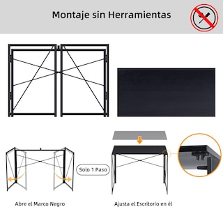 Foto 5 | Escritorio Plegable Furniturer Harper Negro 100 X 50 X 75 Cm