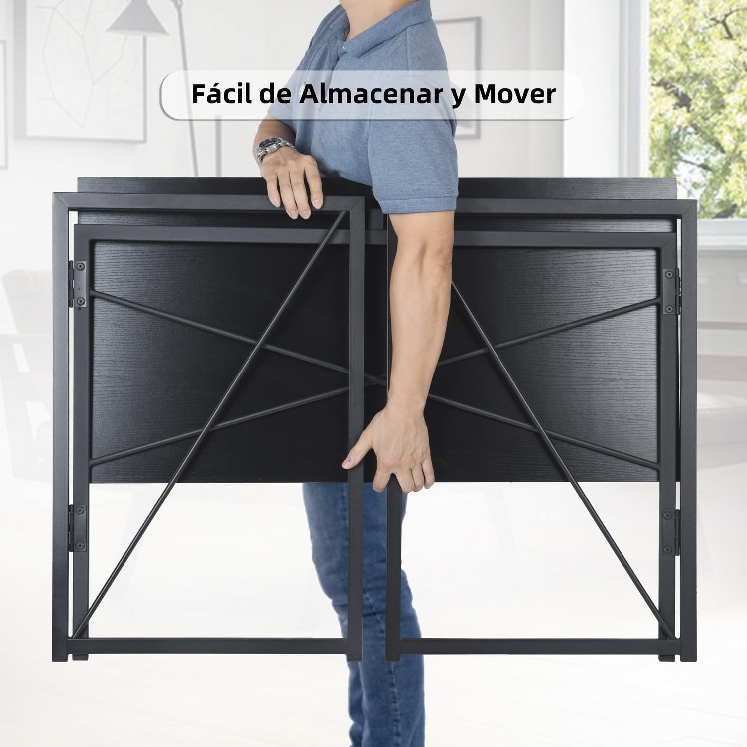Foto 6 | Escritorio Plegable Furniturer Harper Negro 100 X 50 X 75 Cm