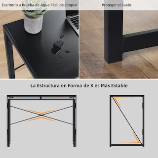 Foto 7 | Escritorio Plegable Furniturer Harper Negro 100 X 50 X 75 Cm