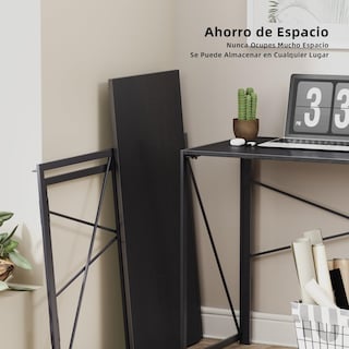 Foto 8 | Escritorio Plegable Furniturer Harper Negro 100 X 50 X 75 Cm