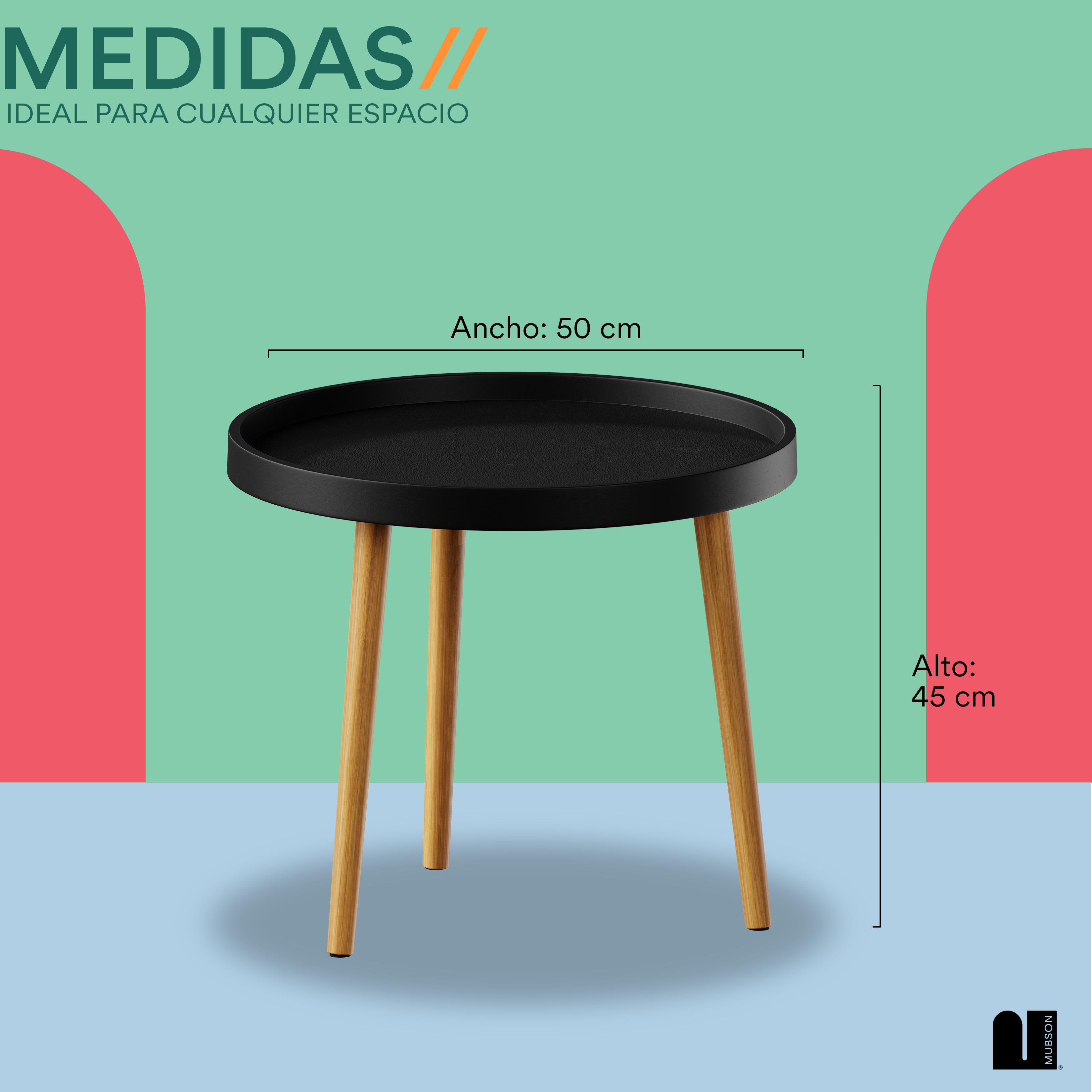 Foto 5 | Mesa de Centro Mubson Eclipse color Negro Redonda