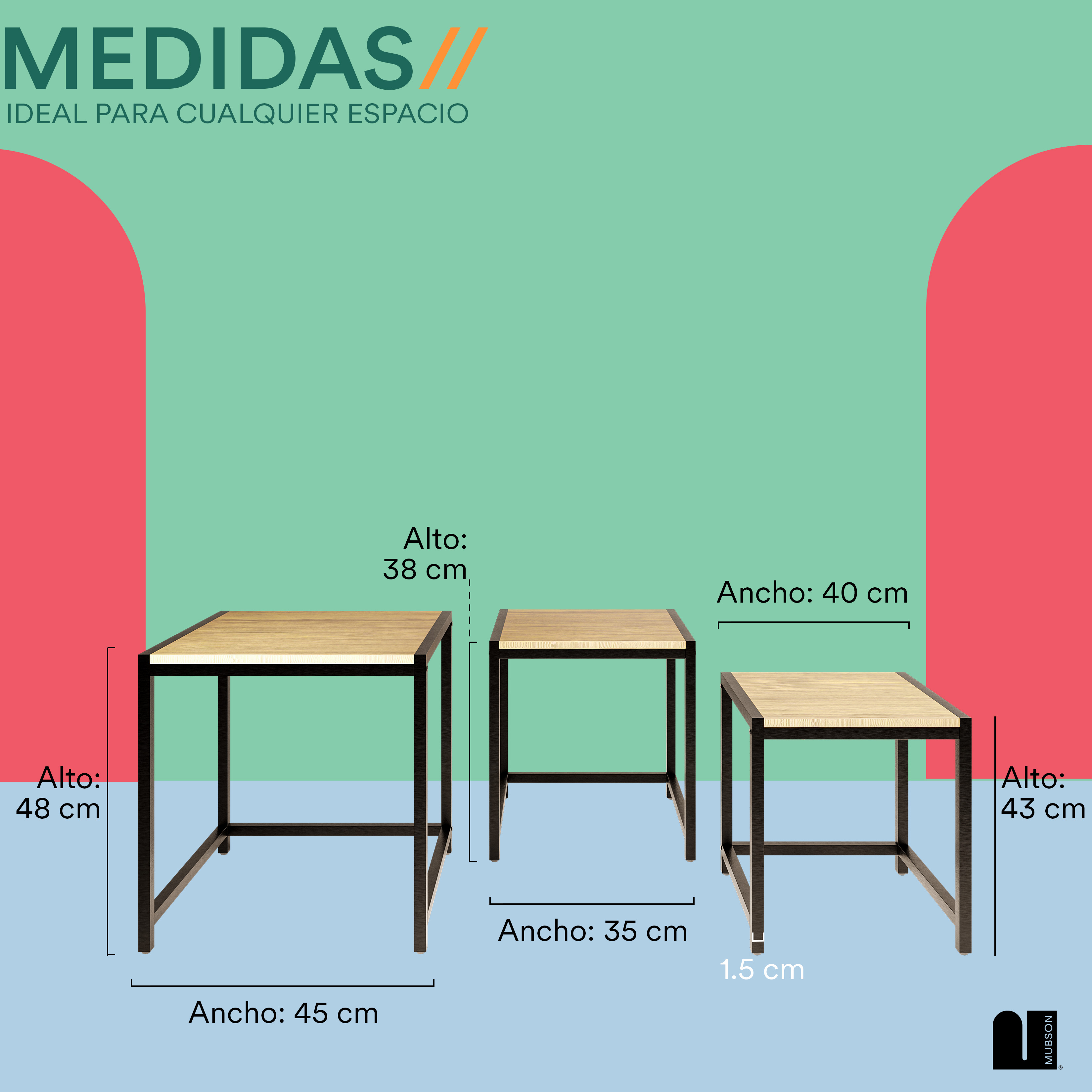 Foto 5 | Mesa de Centro Mubson Aramis color Beige 3 Piezas