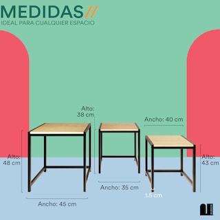 Foto 5 | Mesa de Centro Mubson Aramis color Beige 3 Piezas