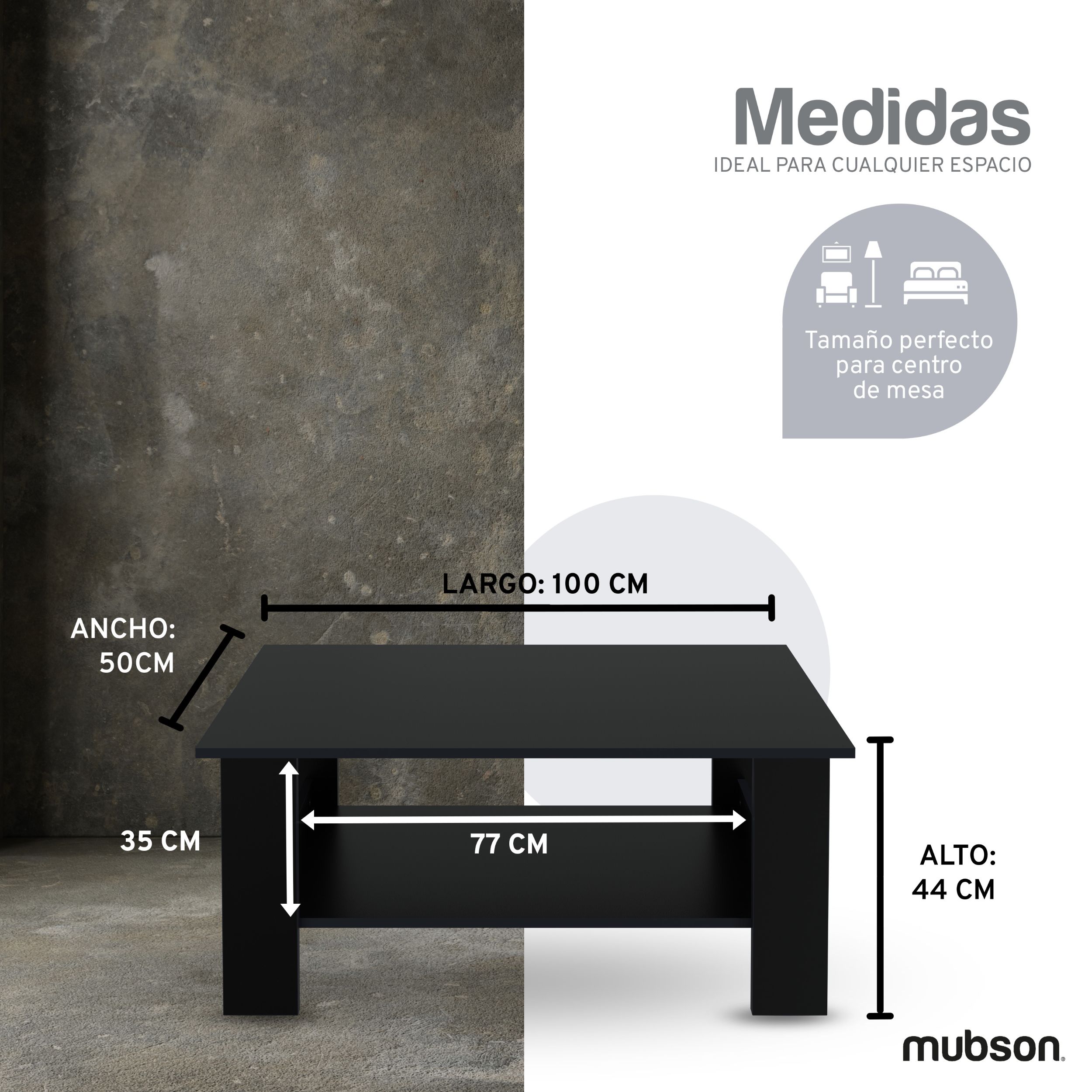 Foto 4 pulgar | Mesa de Centro Minimalista Mubson Erin color Negro