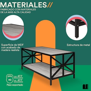 Foto 3 | Mesa de Centro Rectangular Mubson Shaula color Gris