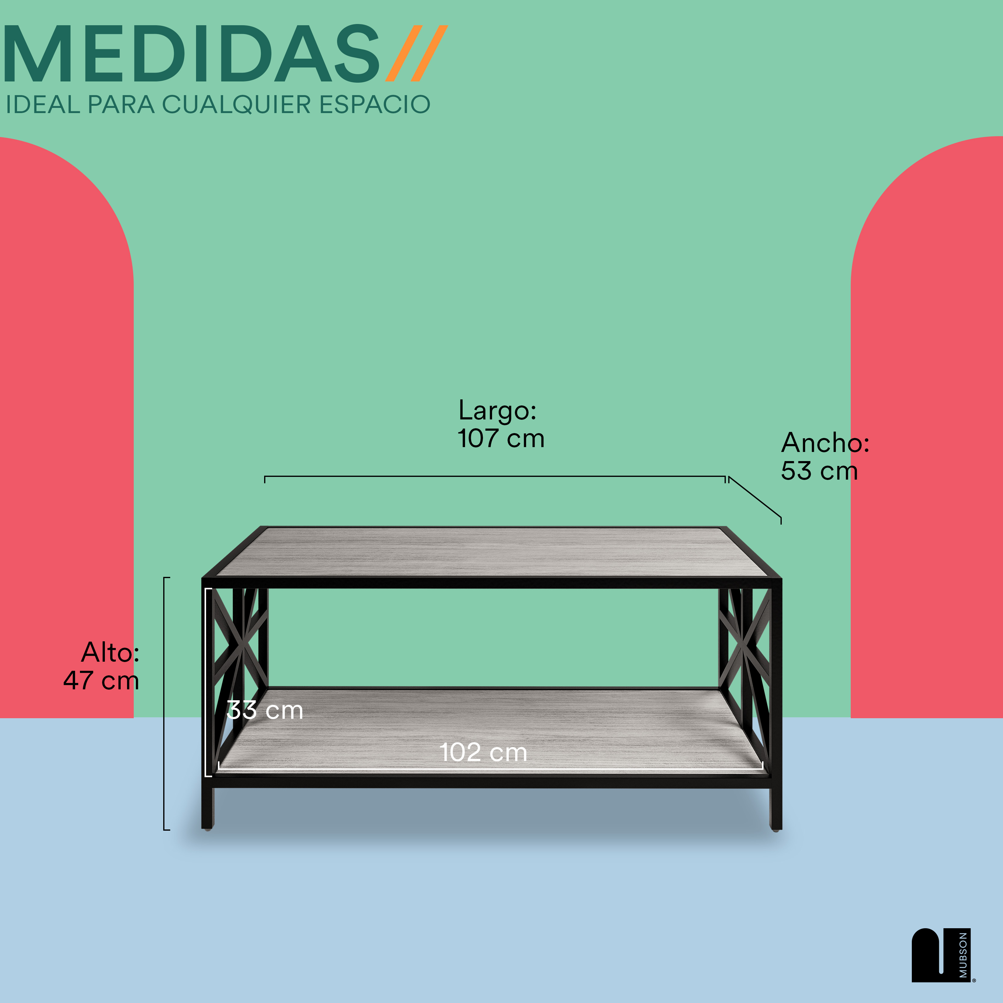 Foto 5 pulgar | Mesa de Centro Rectangular Mubson Shaula color Gris