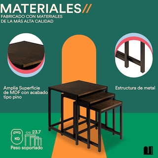 Foto 3 | Mesa de Centro Mubson Aramis color Café 3 Piezas