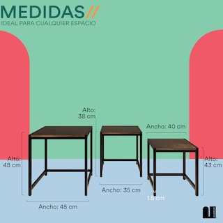 Foto 5 | Mesa de Centro Mubson Aramis color Café 3 Piezas