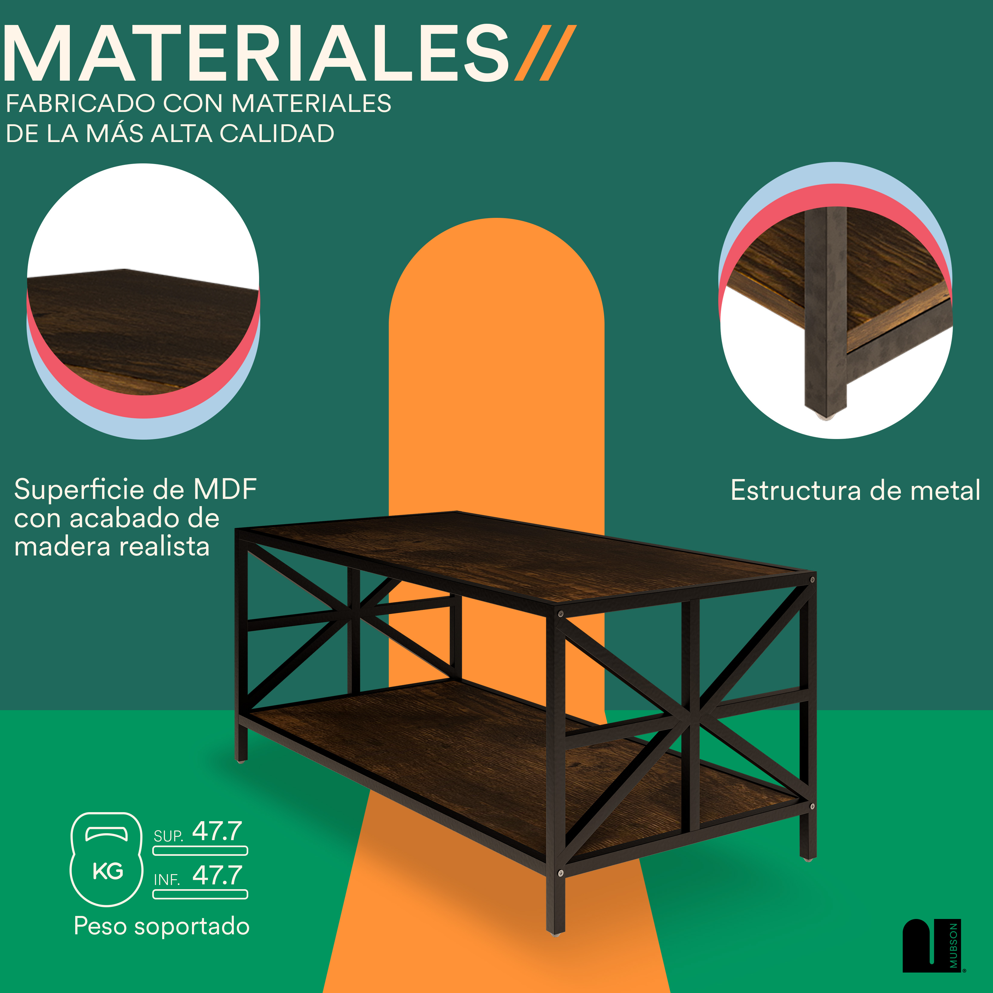 Foto 3 | Mesa De Centro Rectangular Mubson Mesa Shaula color Café