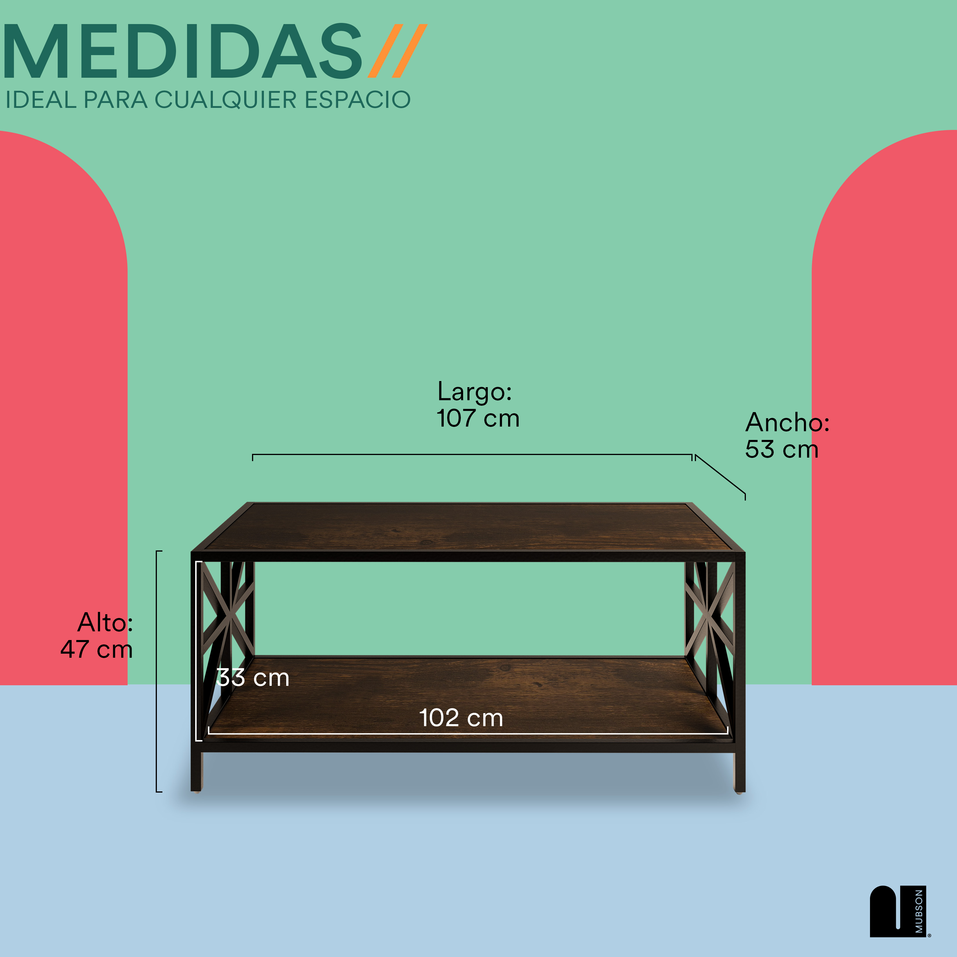 Foto 5 pulgar | Mesa De Centro Rectangular Mubson Mesa Shaula color Café