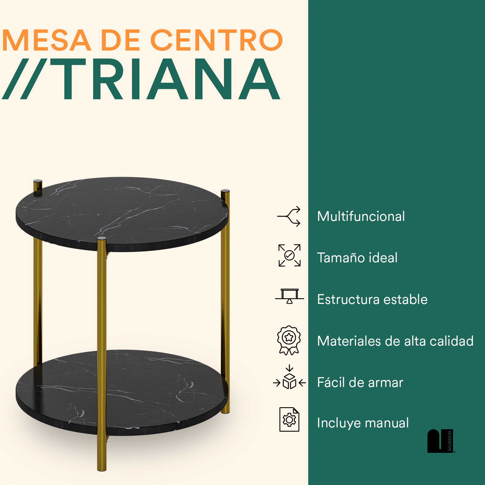 Foto 2 | Mesa de Centro Mubson Triana color Negro