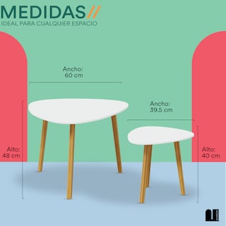 Foto 5 | Mesas de Centro Mubson Cigma color Blanco 2 Piezas