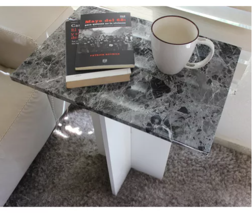 Foto 6 pulgar | Mesa De Centro Mdf Melamico Vinil Tipo Marmol Resisten Negro