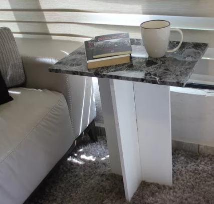 Foto 7 pulgar | Mesa De Centro Mdf Melamico Vinil Tipo Marmol Resisten Negro