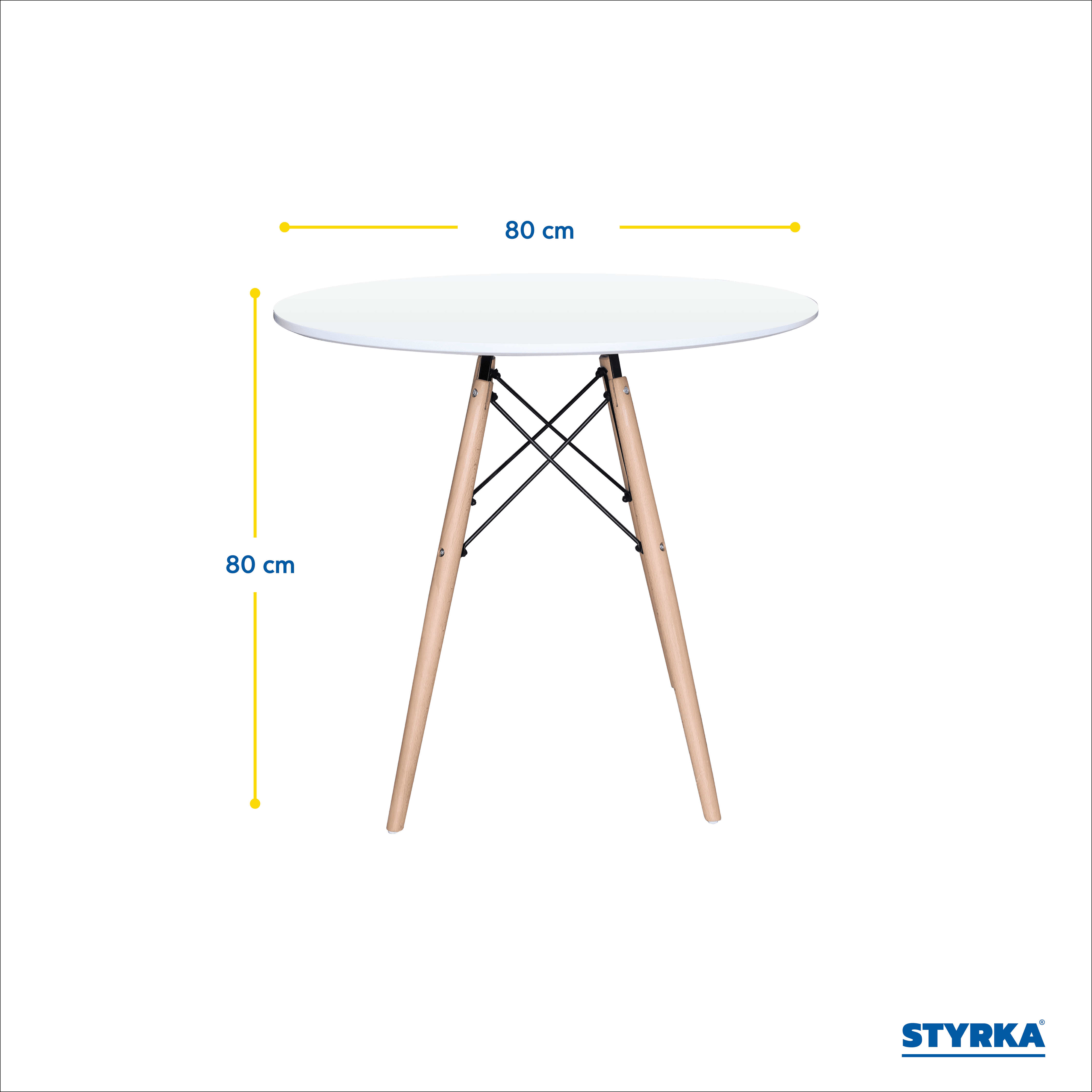 Foto 3 pulgar | Mesa Redonda De Madera Eames Styrka Minimalista color Blanco