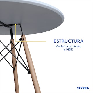 Foto 3 | Mesa Redonda De Madera Eames Styrka Minimalista color Blanco