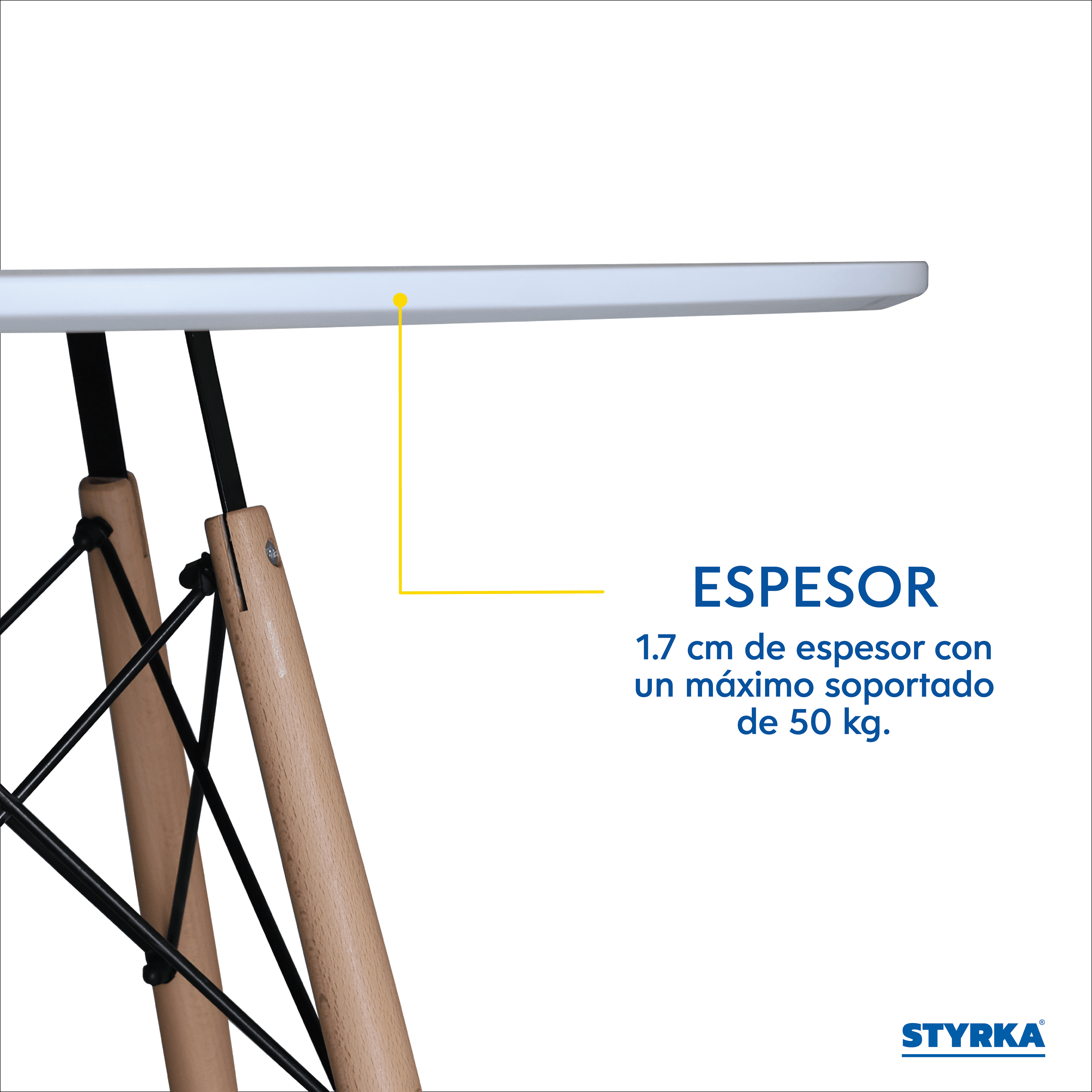 Foto 5 pulgar | Mesa Redonda De Madera Eames Styrka Minimalista color Blanco