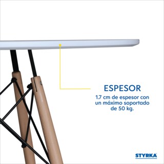 Foto 4 | Mesa Redonda De Madera Eames Styrka Minimalista color Blanco