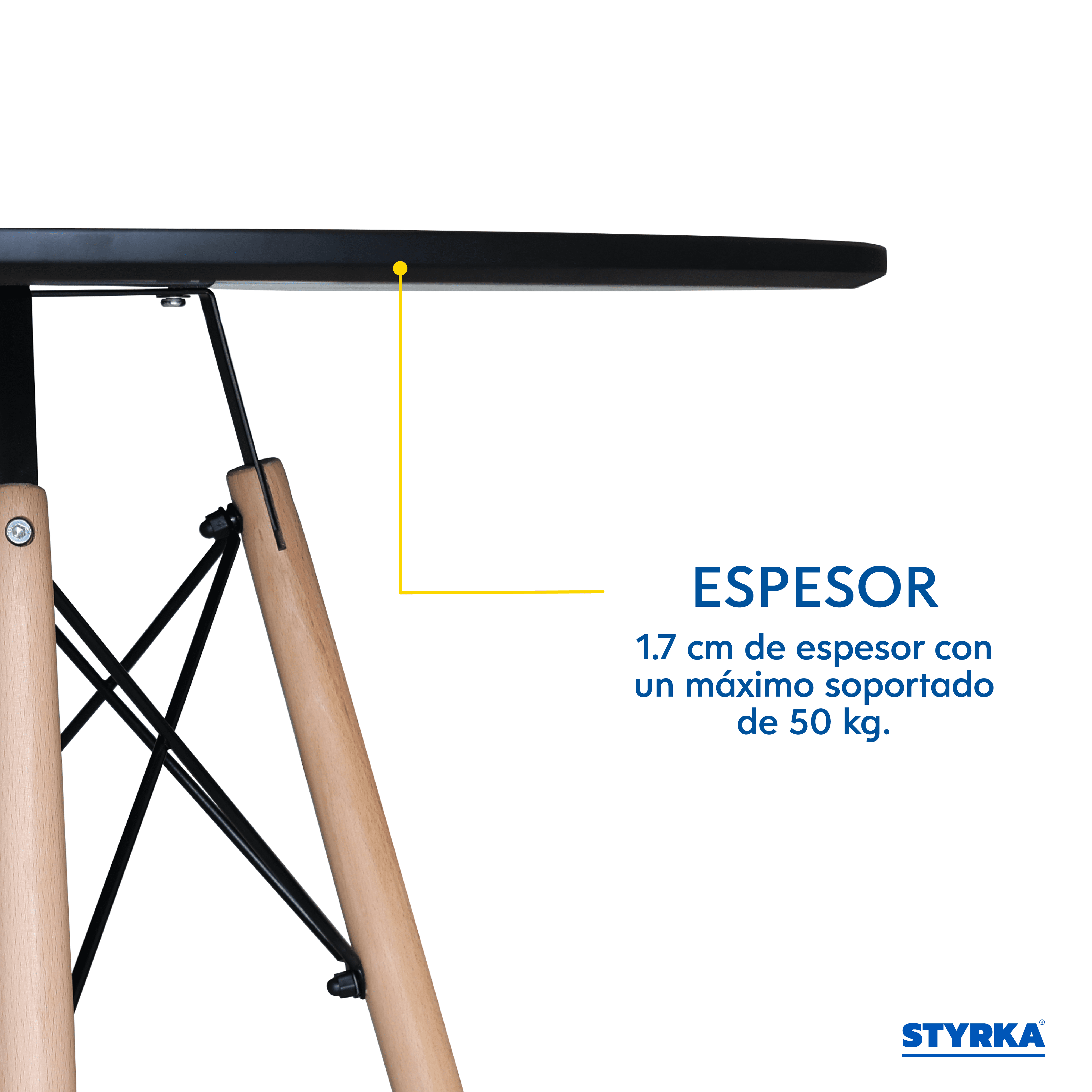 Foto 4 pulgar | Mesa Redonda De Madera Eames Styrka Minimalista color Negro