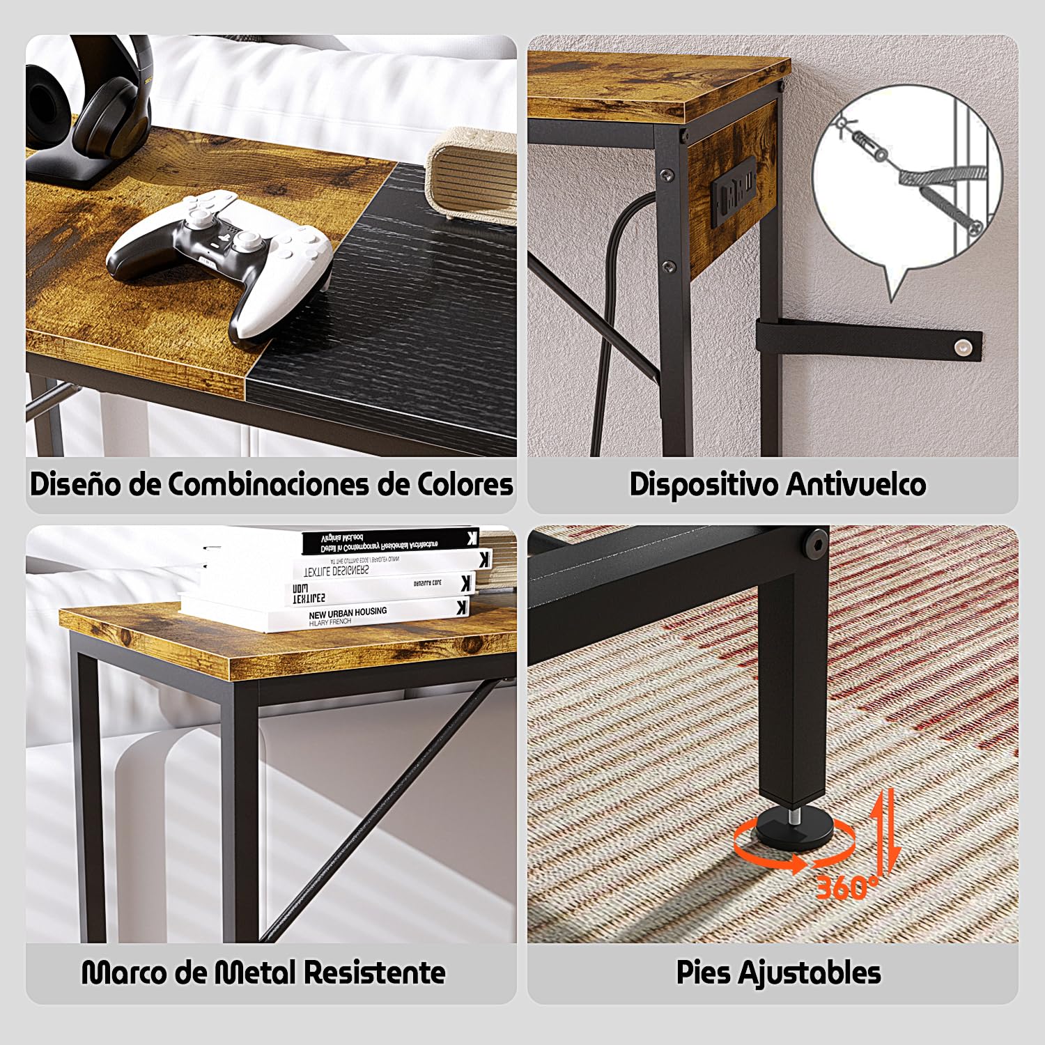 Foto 5 | Consola FurnitureR Igor Marrón 100.5 x 30 x 75 cm