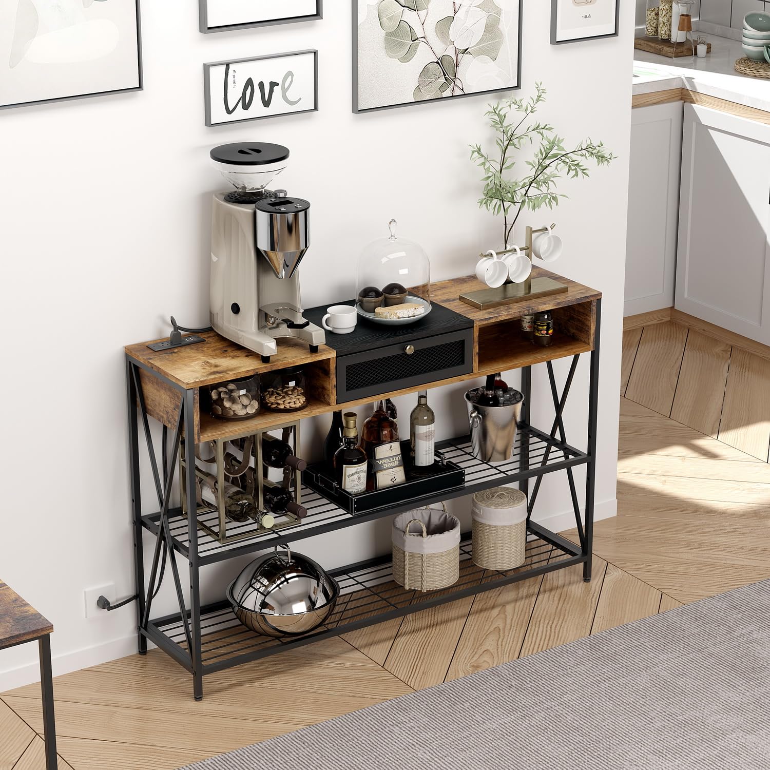 Consola FurnitureR Moca Marrón 120 x 30.2 x 81 cm