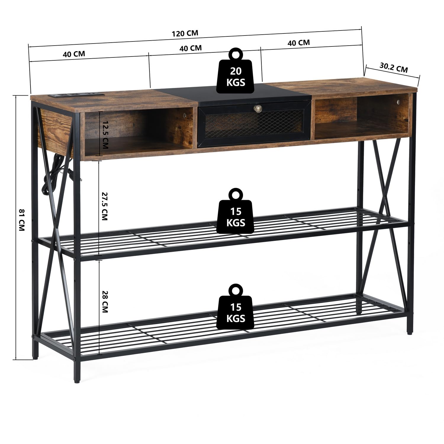 Foto 2 | Consola FurnitureR Moca Marrón 120 x 30.2 x 81 cm
