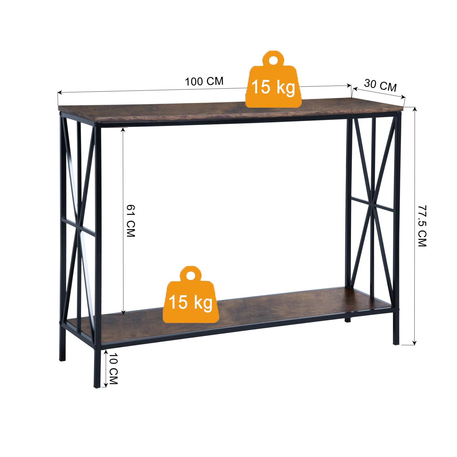 Foto 4 pulgar | Consola Furniturer Navin Marrón 30 X 100 X 77.5 Cm