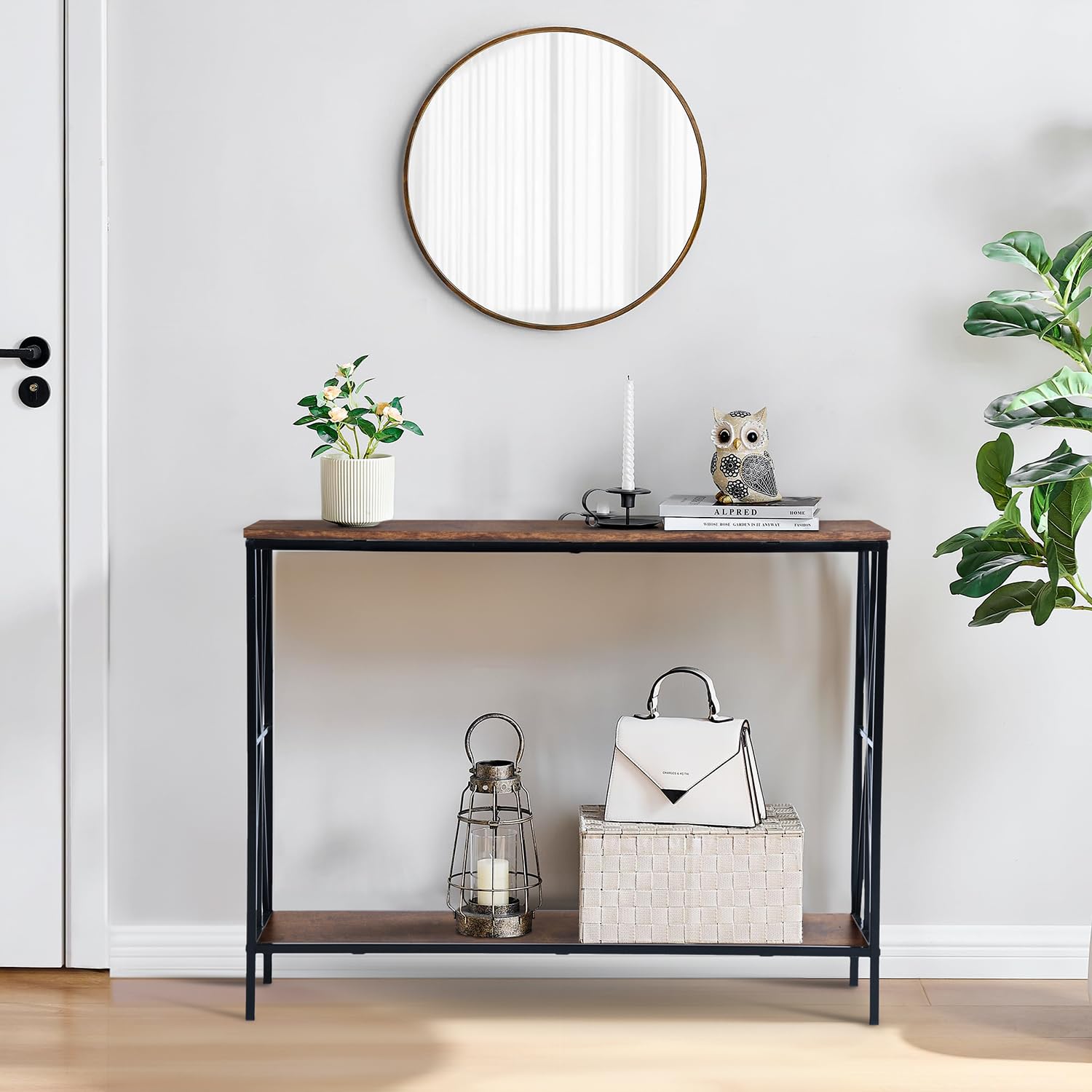 Foto 4 | Consola Furniturer Navin Marrón 30 X 100 X 77.5 Cm