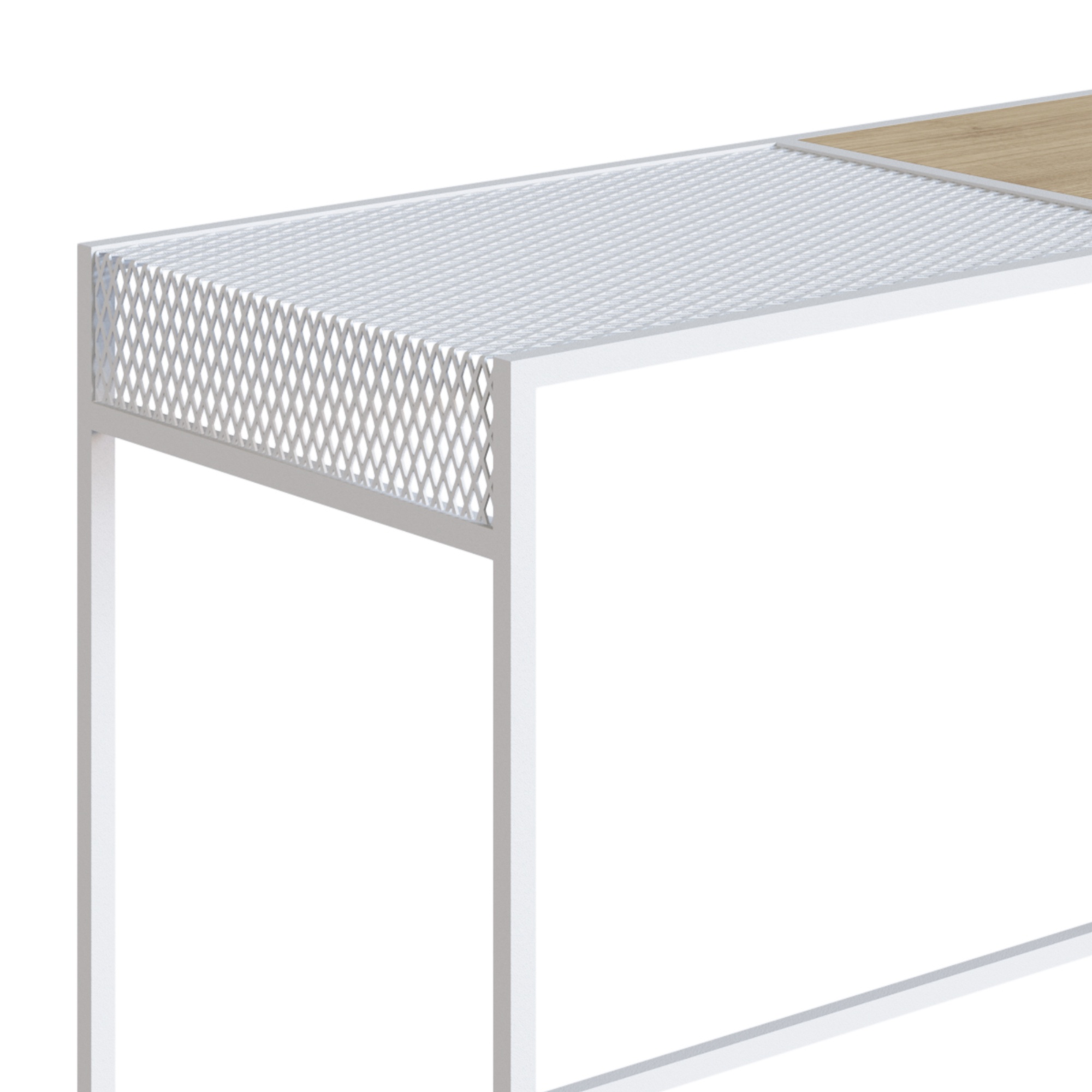 Foto 4 pulgar | Consola Color Blanco Y Madera Con Estructura Metálica De Acero Mdp 120cm (ancho)* 40cm (profundo)