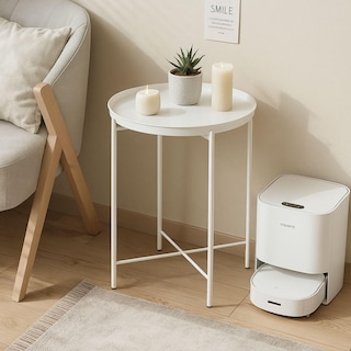 Foto 1 | Mesa Auxiliar De Metal Mesas Laterales Redondas Blanco Gomyhome
