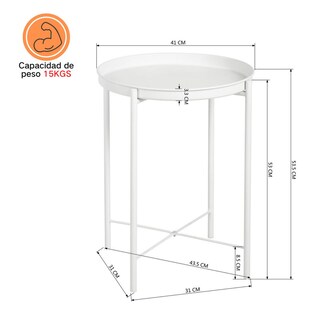 Foto 2 | Mesa Auxiliar De Metal Mesas Laterales Redondas Blanco Gomyhome