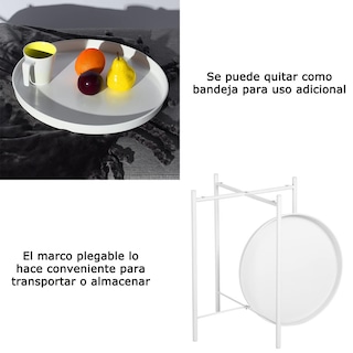 Foto 7 | Mesa Auxiliar De Metal Mesas Laterales Redondas Blanco Gomyhome
