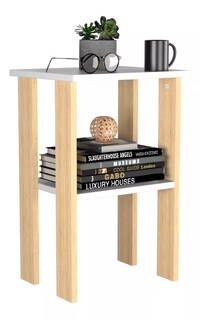 Foto 1 | Mesa De Lámpara Auxiliar Lux Redlemon Blanco/Roble
