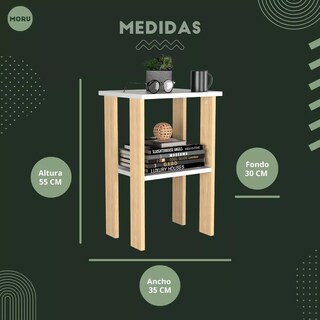 Foto 5 | Mesa De Lámpara Auxiliar Lux Redlemon Blanco/Roble